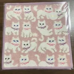 新品未開封】フェイラー モフモフねこちゃん ハンカチ ピンク 白猫
