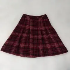 UNTITLED アンタイトル 日本製 プリーツスカート チェック柄 赤系 1のサムネイル