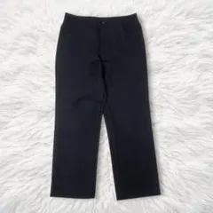 ストレートパンツ　ブラック　ストレッチ　L相当　ブラック　金ラインボタン