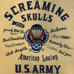 U.S.ARMY　リンガーTシャツ　アメリカ陸軍第101空挺師団　スカル　刺繍