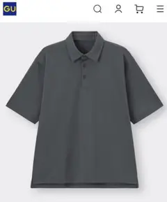 美品［UNIQLO］ドライポンチポロシャツ(5分袖)SW+E ダークグレー/M