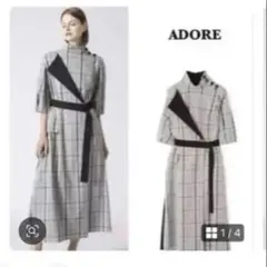 ADORE アドーア シアー チェック ワンピース ブラック - メルカリ
