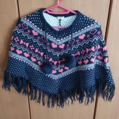 キッズポンチョ 130 ネイビー/ピンク