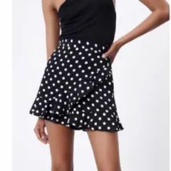 ZARA ドット柄フレアミニスカート