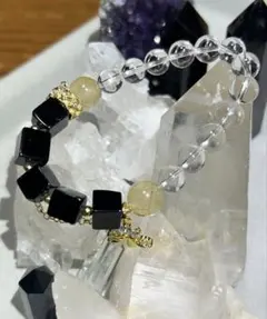 天然石ブレスレット オニキス ルチルクォーツ 水晶