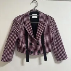 Bershka ギンガムチェック　ショートジャケット　ピンクのサムネイル
