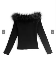 三上悠亜　ファーオフショルダーニツトトップス ［an1271］