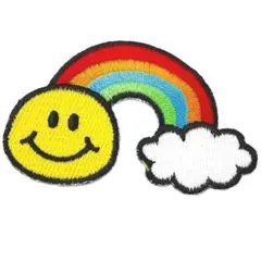 アイロンワッペン スマイル レインボー にこちゃん かわいい デザイン