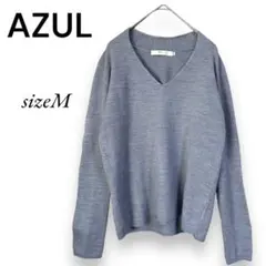 AZUL basic アズール　トップス　ニット　Ｖネック　グレー　Ｍ　伸縮性