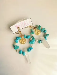 ターコイズフープピアス