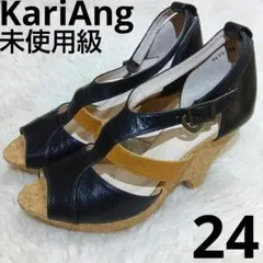 未使用級　KariAng 本革　ブラック　コルク　サンダル　黒　24㌢のサムネイル