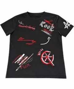 美品 SHEIN シーイン グラフィックTシャツ 黒 S ロック柄