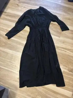 美品 ウィムガゼット コットン100%ロングワンピース Aライン 黒のサムネイル