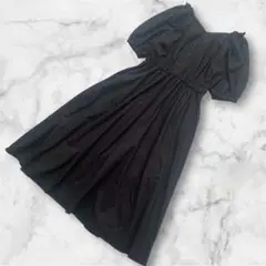 夏物処分セール！wearsinc ブラック パフスリーブ ロングワンピース