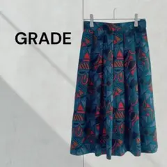 グレード 幾何学　プリーツスカート カラフル　古着　レトロ　個性的　ヴィンテージ