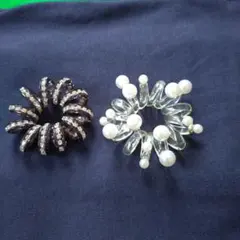 ２個セット　ヘアアクセサリー　コイル　パール