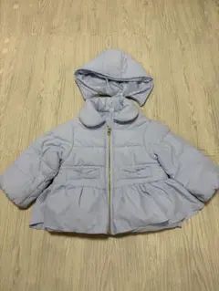 薄い青色フリル付きダウンコート　アプレレクール