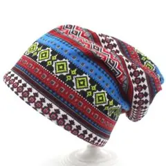 エスニック ターバン ヘアバンド ネックウォーマー ビーニー ハット 幾何学模様