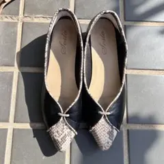 パイソン柄　フラットシューズ　24.5cm