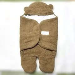 ふわふわ　ベビーおくるみ　裏地コットン　丸洗い◎ ブラウン