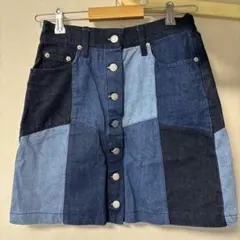 デニムパッチワーク ミニスカート