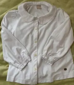 petit main フリル襟長袖シャツ ホワイト