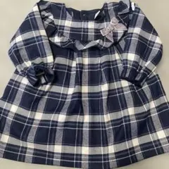 ネイビーとホワイトのチェックワンピース