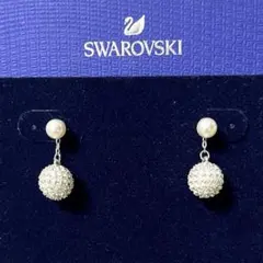 スワロフスキー　ピアス　パール　パヴェボール　ドロップ　2way 正規品極美品