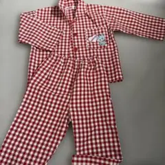 赤と白のチェック柄 ベビーパジャマ 100