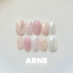 【No.368】ネイルチップ 韓国ネイル オーロラ 春夏 うるうる 血色 ピンク