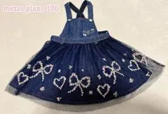 極美品♡メゾピアノ♡ジャンバースカート 100♡花刺繍♡リボン♡ハート
