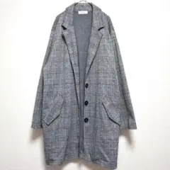 kagureかぐれ ウールリネンチェックコート ブルー - メルカリ