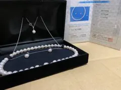 あこや真珠3点セット【ネックレス・イヤリング】鑑別書付　8.5〜9.0mm 大粒