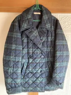 【美品】ネイビーとグリーンのチェック柄キルティングジャケット［グローバルワーク］