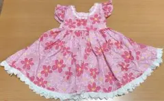ハンドメイド お花柄 リボン ワンピース 新品未使用
