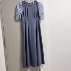 パフスリーブ ロングワンピース ブルーのサムネイル