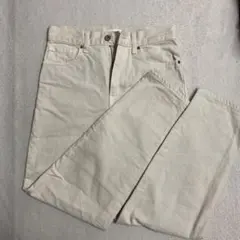 デニムUNIQLO JEANS ハイウエストストレートデニム 24 オフホワイト