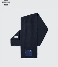 送込/新品/ユニクロ/アニヤハインドマーチ ヒートテックマフラー/ネイビー