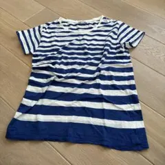 青と白のストライプ 半袖Tシャツ 日本製のサムネイル