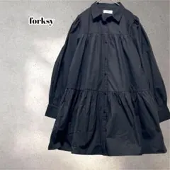 フォルクシー　パフスリーブティアードチュニックワンピース　Ｆサイズ　黒　5317