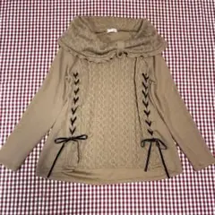 美品　axesfemmアクシーズ ケーブル編みニット セーター ライトブラウン