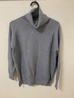 レディース　トップス　ニット　セーター　タートルネック　グレー