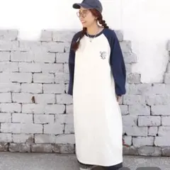 ニコアンド ［Make Stuff '26］しも.母ラグランワンピース グレー