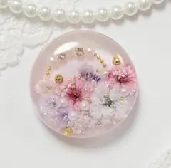 771可憐な♡レジンヘアゴム ブルー〜紫小花のブーケビジューリング