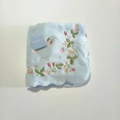 WEDGWOOD タオルハンカチ ライトブルー 花柄刺繍