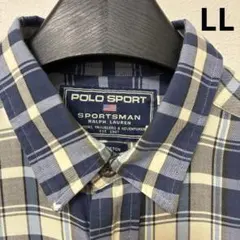 難あり　ラルフローレン ポロスポーツ　メンズ　 LL チェック　長袖　シャツ
