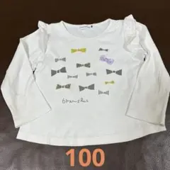 branshes リボン柄 長袖カットソー 100cm 白