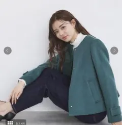 ノーカラーショートコート ノーカラージャケット