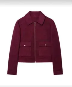 SHEINクロップド丈ボンバージャケットレディース 秋冬バーガンディジップアップ