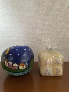 アートキャンドル　球体・クリスマスキャンドル　キューブ　置物　２個